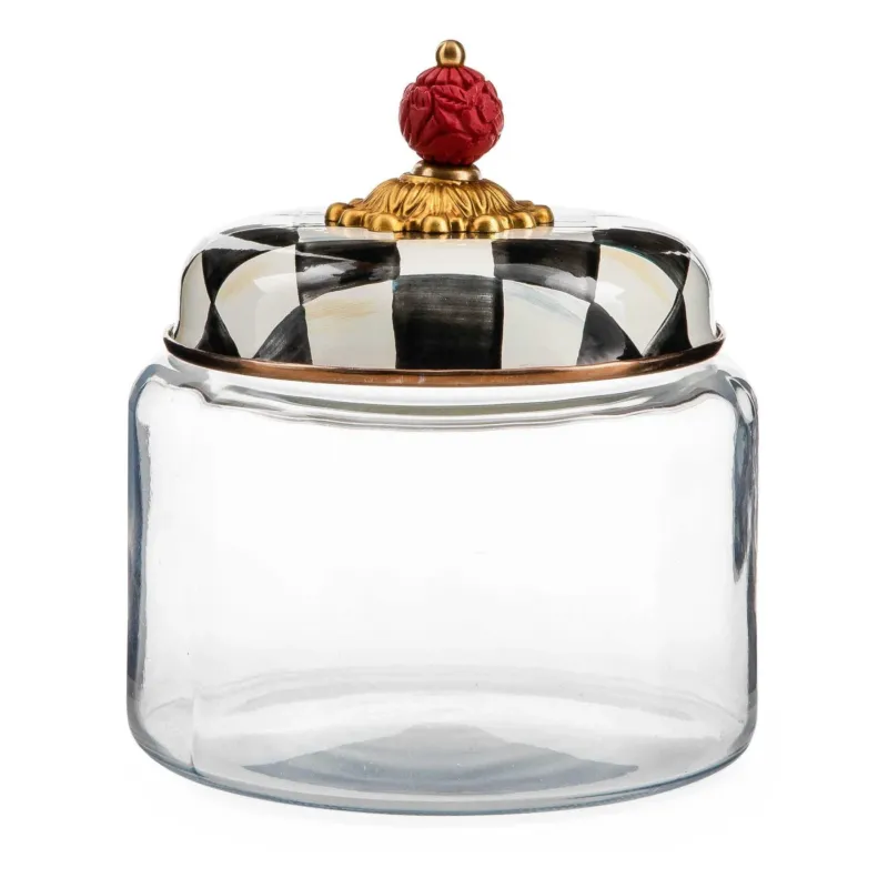 Mackenzie-Childs Courtly Check Kitchen Glass Canister Small - |VESIMI Design| Luxury Bathrooms and Home Decor