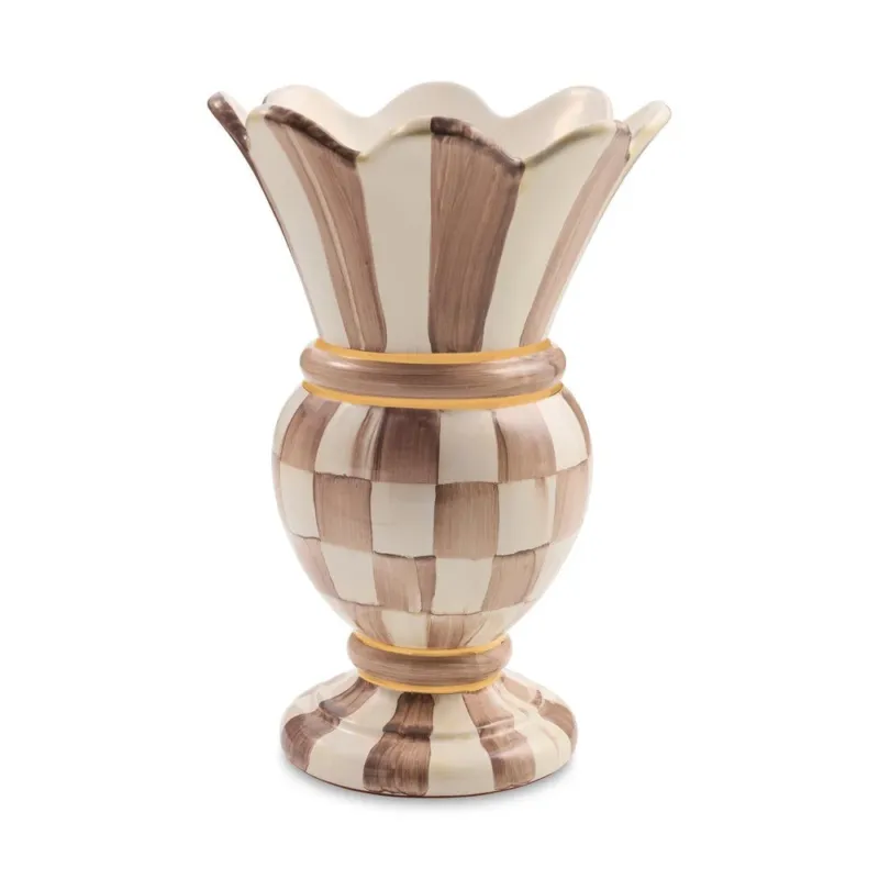 Mocha Check Small Great Vase by MacKenzie-Childs