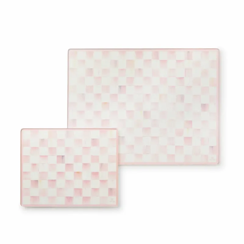MacKenzie - Childs Rosy Check Glass Cutting Board, Set of 2 - |VESIMI Design| Luxury Bathrooms and Home Decor