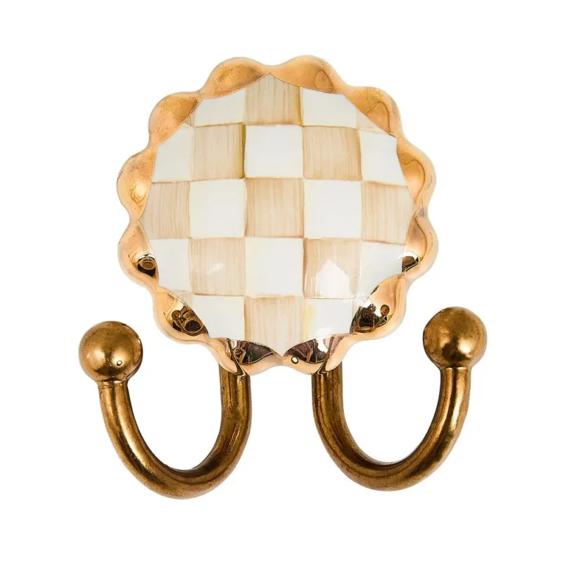 Mocha Check Round Hook by MacKenzie-Childs