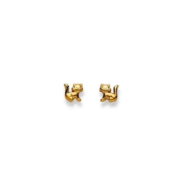 Ohrstecker Einzel Katze – 750 Gelbgold, matt und poliert - 1163.02691/0001
