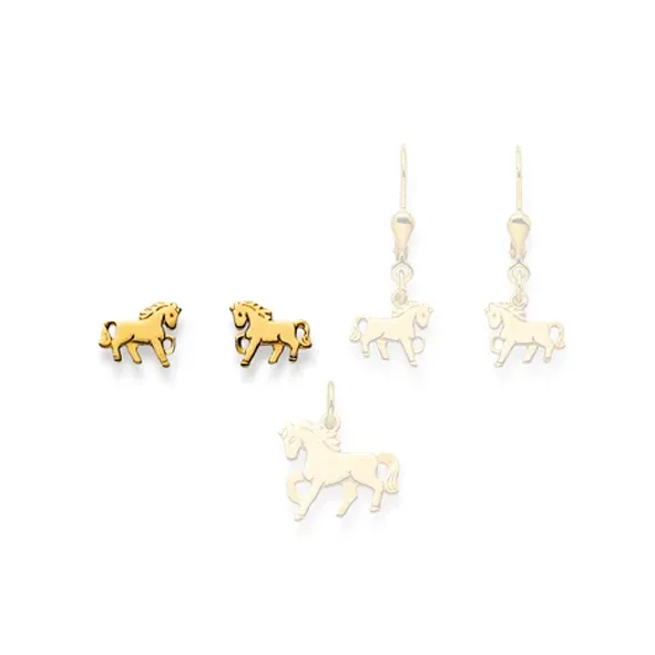 Ohrstecker Einzel Pferd – 750 Gelbgold, poliert - 1163.01141/0008