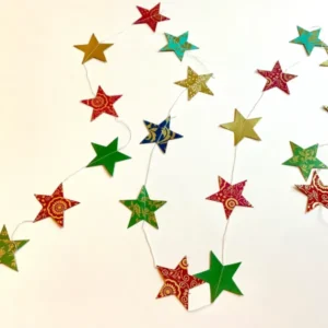 Girlande Sterne aus buntem Recyclingpapier 2m
