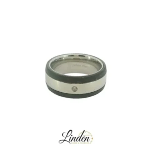 Partnerring Carbon & Stahl mit Brillant – Modell CSB-042/8