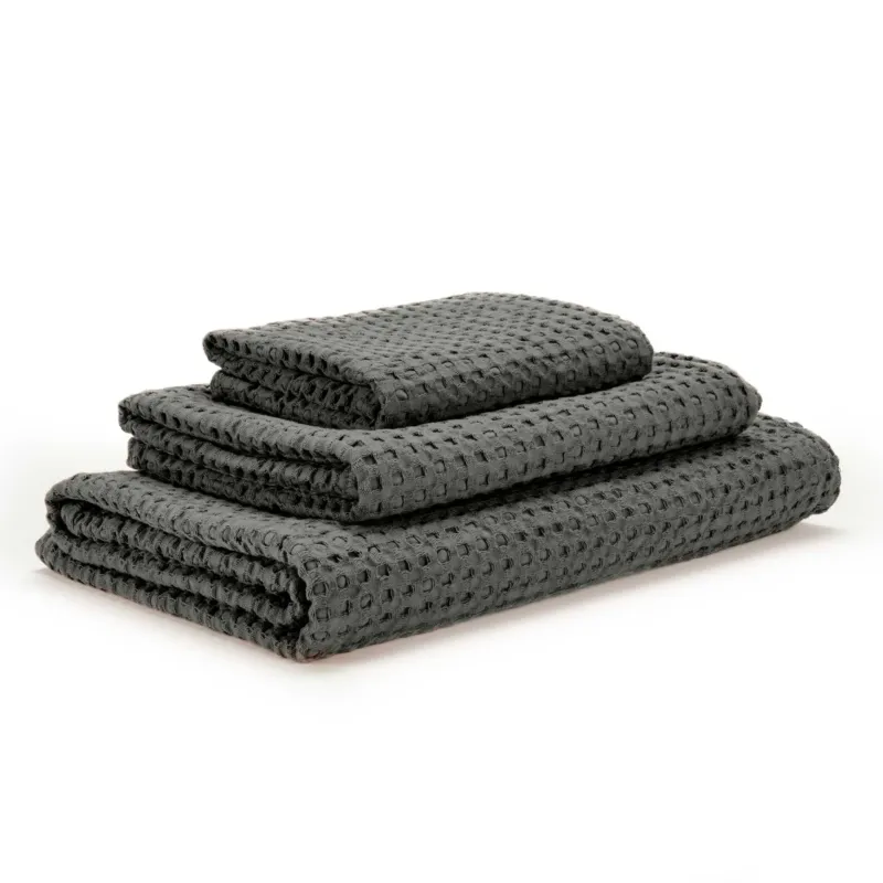 Pousada Waffle Design Egyptian Cotton Towels - 920 Gris - |VESIMI Design| Luxury and Rustic bathrooms online