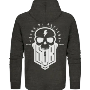Sons of Battery® - E-MTB Brand & Community Jacken/ Zipper Dark Heather Grey / S SoB Skullgang White - Organic Zipper E-Bike-Community