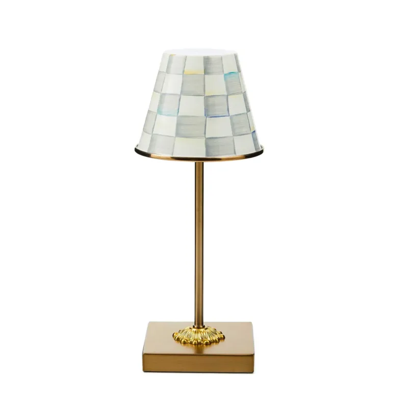 Sterling Check LED Rechargeable Cafe Table Lamp by Mackenzie - Childs - |VESIMI Design| Luxury Bathrooms and Home Decor