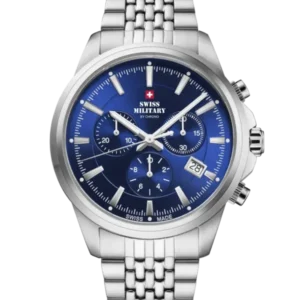 Swiss Military Klassische Chronographenuhr aus blauem Stahl - SM34107.03