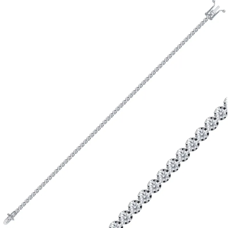 Tennisarmband mit 2.15 ct Diamanten in 585 oder 750 Weissgold